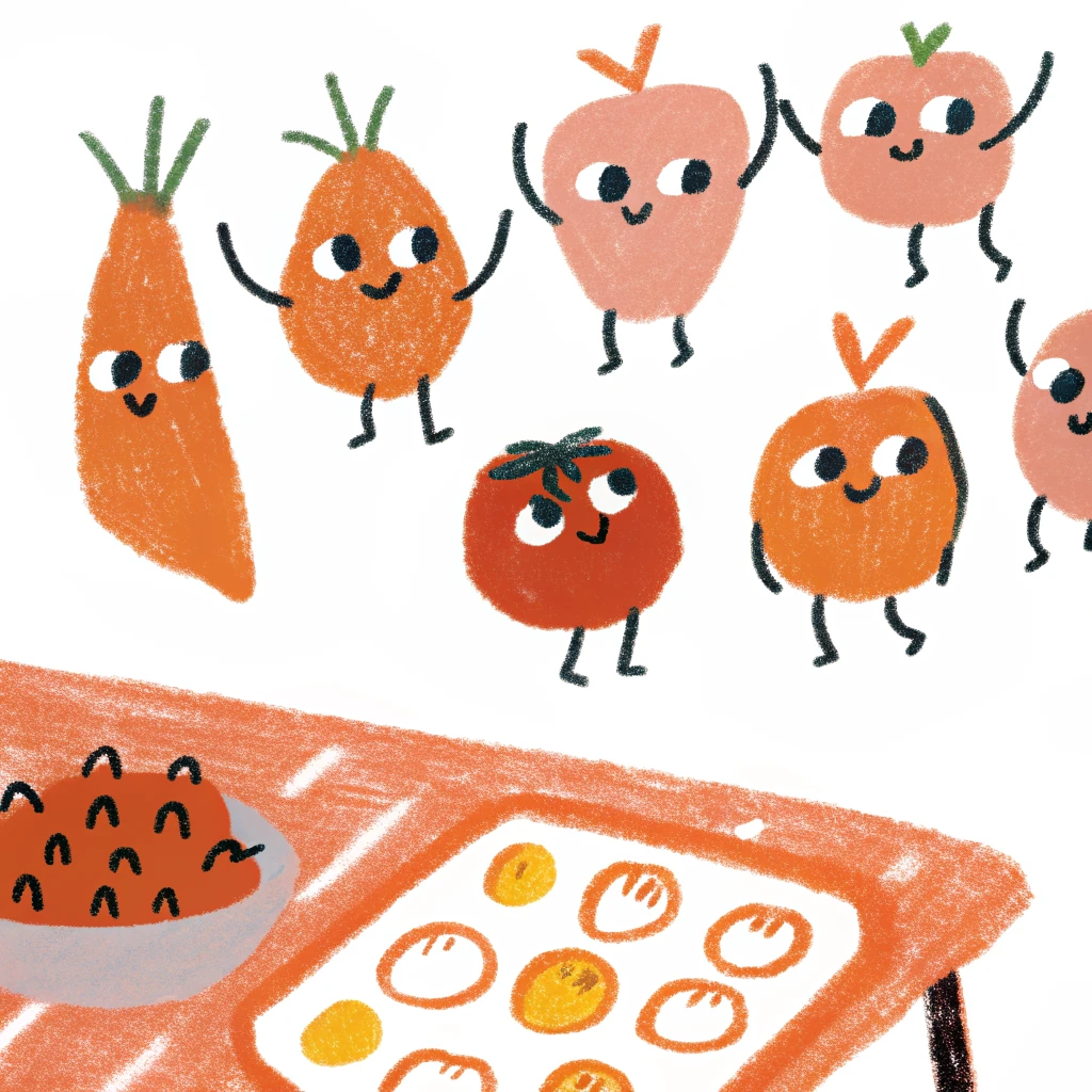 2 can you create a playful image for school and kindergarten catering with vegetab